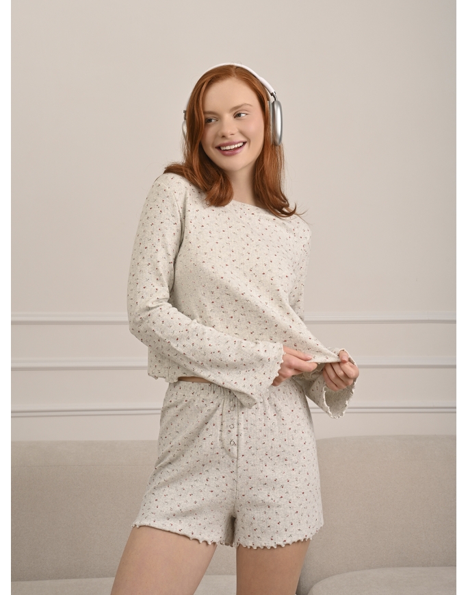 Женская пижама из трикотажа пуантель с вышивкой (Арт. 5257TQP)